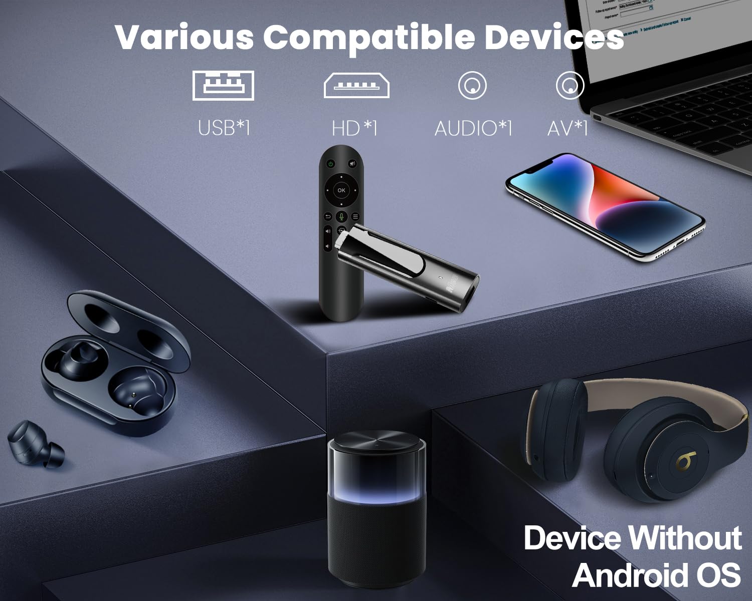 Mini Portable Projector 5G WiFi BT5.0, Smart Projector Support 4K 1080P Auto Keystone, Room projector 180° Rotatable, 130 Inch Display Compatible with Phone, ipad, TV Stick, HD