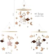 Promise Babe Baby Wind Chimes Moon Stars Mobile Handmade Crochet Wood view 7