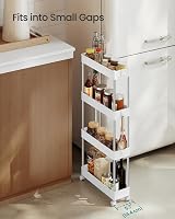 SONGMICS 4-Tier Storage Trolley Cloud White KSC08WT 15 kg 360° Wheels view 3
