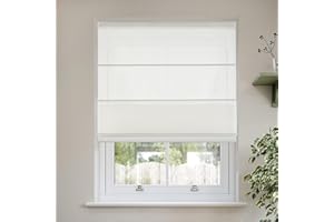 Hiifroy Roman Shades for Windows, Light Filtering Roman Blinds Thermal Insulated Heat Blocking Window Blinds for Home Living Room French Door, White 38" W x 48" H