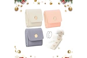 GENERIC Mini Travel Jewelry Bag, Mini Jewelry Travel Pouch with Multiple Compartments, Foldable Lightweight Design for Earrings Necklaces Bracelets, Portable Storage Pouch (White+Grey+Pink)