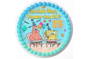 CAKECERY 7.5 Inch Edible Cake Topper – Funnier 24 25 Themed Birthday Party Collection of Edible Cake Decorations round