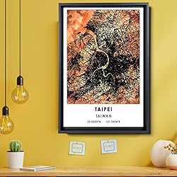 Taipei Map Poster, Taiwan Map Art Poster, Map Decor