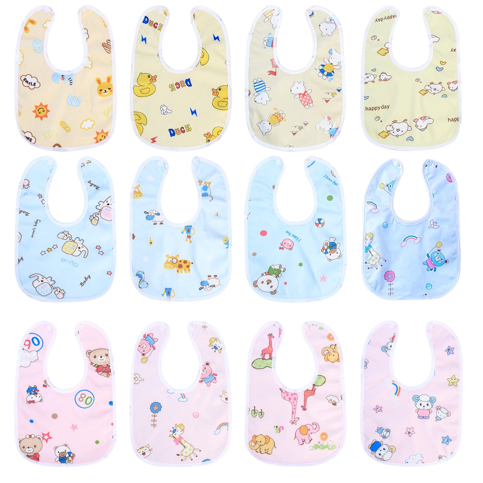 Xiaomoyu 12 Pcs Baby Bandana Dribble Bibs Drooling Bibs, Baby Teething Infant Bib, with Snaps, Soft and Absorbent, for Unisex Newborn Toddlers Bib, Aged 0-36 Months