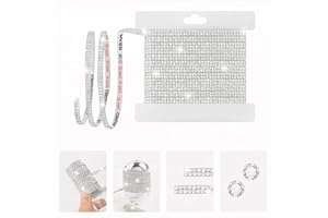 LYXMYGS 10-Yard Rhinestone Ribbon Self Adhesive Crystal Rhinestones, 2-Rows Bedazzling Strips, 10-Yard Rhinestone Strips for DIY Craft, Rhinestones for Crafting, Home Decor, Transparent Crystal