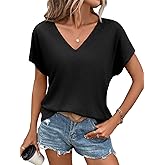 EADINVE Women's V Neck Short Sleeve T Shirts Summer Trendy Dressy Casual Tees Basic Loose Fit Tops 2026