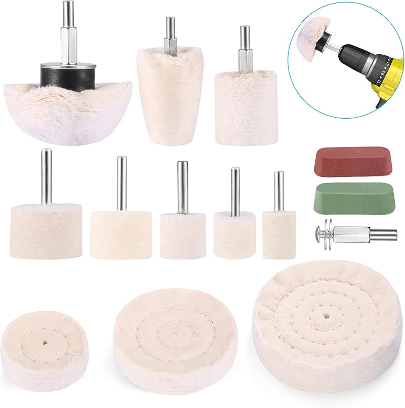 Heatigo 14 PCS Car Polishing Pads Drill Kit with Rouge Compounds