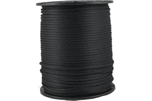 QUALITY NYLON ROPE 3/16 inch Black Dacron Polyester Rope - 500 Foot Spool | Solid Braid - Industrial Grade - High UV and Abrasion Resistance - Low Stretch