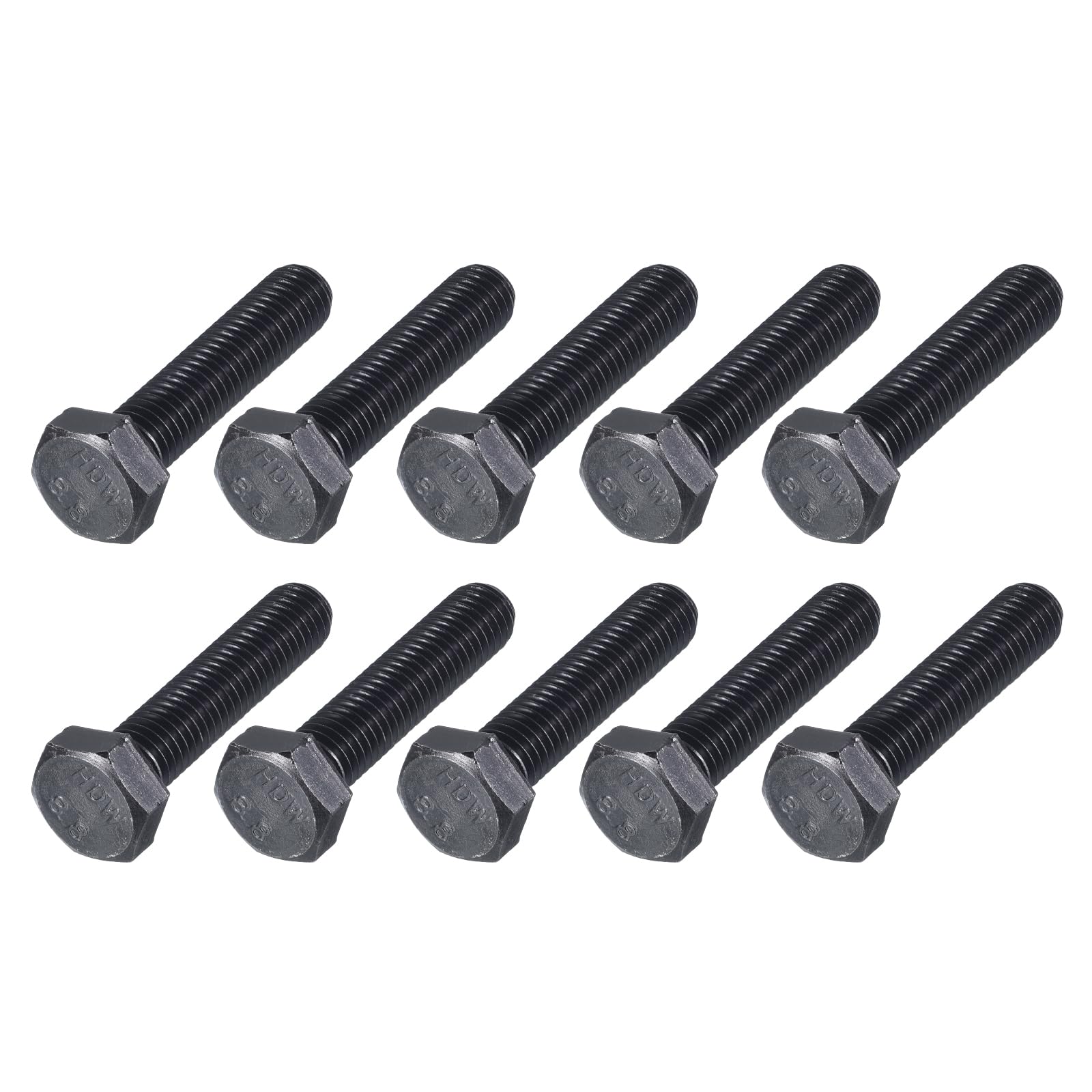 METALLIXITY Hex Bolts (M10-1.5x45mm) 10Pcs, 8.8 Grade Carbon Steel Fully Threaded Black Oxide, Coarse Thread UNC Hex Head Screw Bolt - for Furniture Repair — image 1
