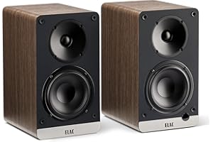 ELAC Debut ConneX DCB41 Powered Bookshelf Speakers, Walnut (Pair) - 3/4” Cloth Dome Tweeter & 4.5” Woofer - Flexible Connecti