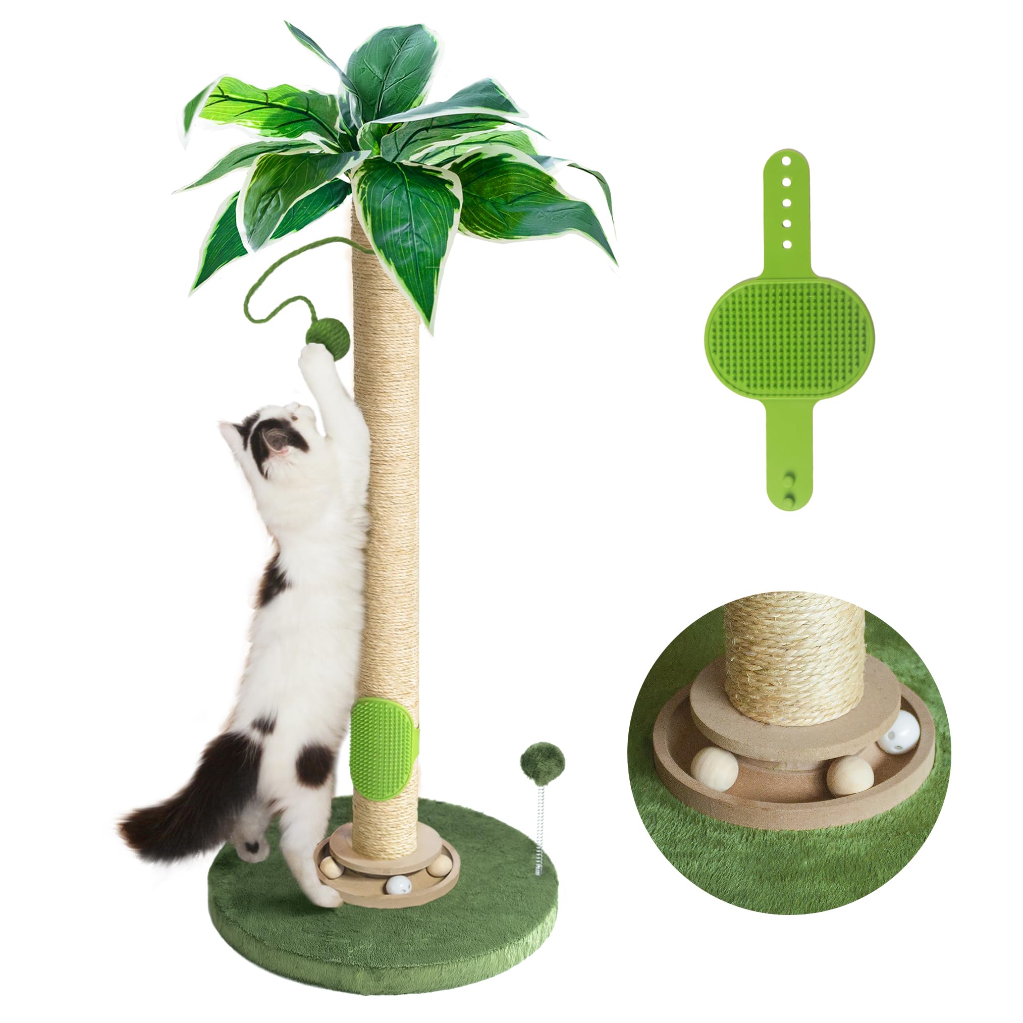 Fantasreen Katze Kratzbaum 84cm Katze Kratzer Hoch Kratzbäume für Indoor-Katzen mit Katzenspielzeug und Interaktiven Ball Selbst Groomer für Kätzchen Erwachsene Katzen
