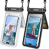 Waterproof Phone Pouch, [Up to 8.5''] Double Space Waterproof Phone Case with Lanyard for iPhone 17 16 15 Pro Max Galaxy S25 Ultra, Cellphone Dry Bag for Beach Vacation, 2 Pack (Black & Clear)