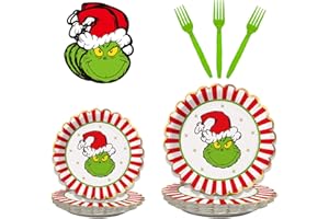 ARSEMICA Funny Christmas Party Plates and Napkins Set, 96 Pcs Christmas Dinnerware Set Paper Plates Cocktail Napkins Forks, Winter Holiday Birthday Party Supplies, Christmas Tableware Set Party Decor Favors