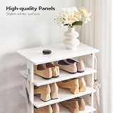 HOOBRO Narrow Shoe Rack Wooden 8-Tier with 2 Hooks White view 7