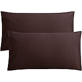 FLXXIE King Pillow Cases Set of 2, Soft Microfiber Pillow Covers with Envelope Closure, Wrinkle, Fade and Stain Resistant Pillowcases, 20x36, Dark Brown