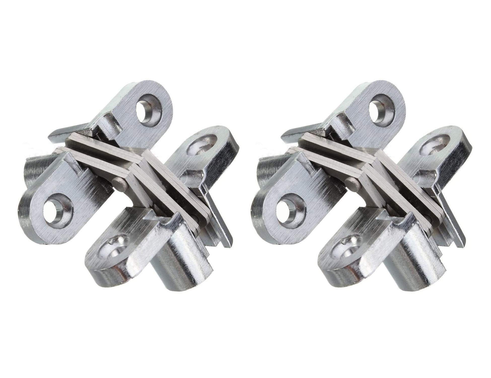 Pair of 44mm Hidden Cabinet Hinge Stainless Steel Invisible Door Hinges Concealed Barrel Wooden Box Leaf Height 1-3/4''