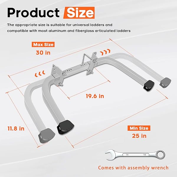 VONLX LADDER STABILIZER ACCESSORY FOR ROOF GUTTER, ROOF LADDER STABILIZER EASILY ATTACHES WITH U BOLT, WING SPAN WALL LADDER STANDOFF, STABILIZED SUPPORT, STURDY AND DURABLE, 500 LBS WEIGHT RATING