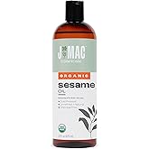 J Mac Botanicals, Organic Sesame Oil (16 oz Plastic Bottle), Cold-Pressed, Organic Sesame Oil for Skin, ayurveda Body Oil for