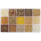 Basigeese Mix 15 Color Glass Seed Beads Tube Beads Glass Bugle Beads Loose Kit for Jewelry Making DIY Craft Beading (Mix 15 C