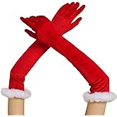 sodknow Long Velvet Gloves Women Costume Elbow Length for Opera Halloween Cosplay 1920s Gatsby Party Formal Evening Dress up