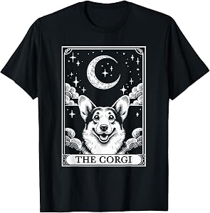 Tarot Card Vintage Crescent Moon Corgi Dog Mom T-Shirt
