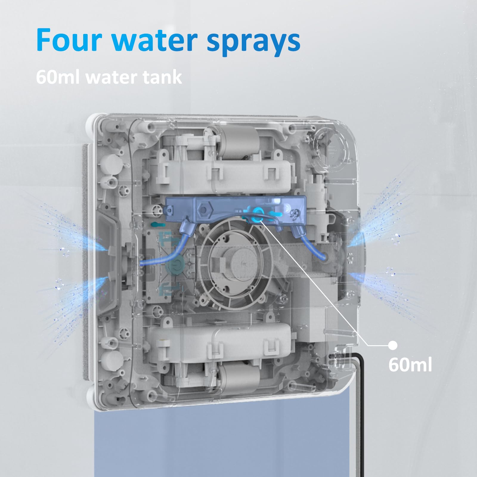 Robot limpiador de ventanas Mamibot W120-DP para vidrio de gran altura: succión fuerte de 3200 Pa, múltiples modos de limpieza, 4 boquillas rociadoras de agua, tecnología de detección de bordes, aplicación y control remoto (gris)