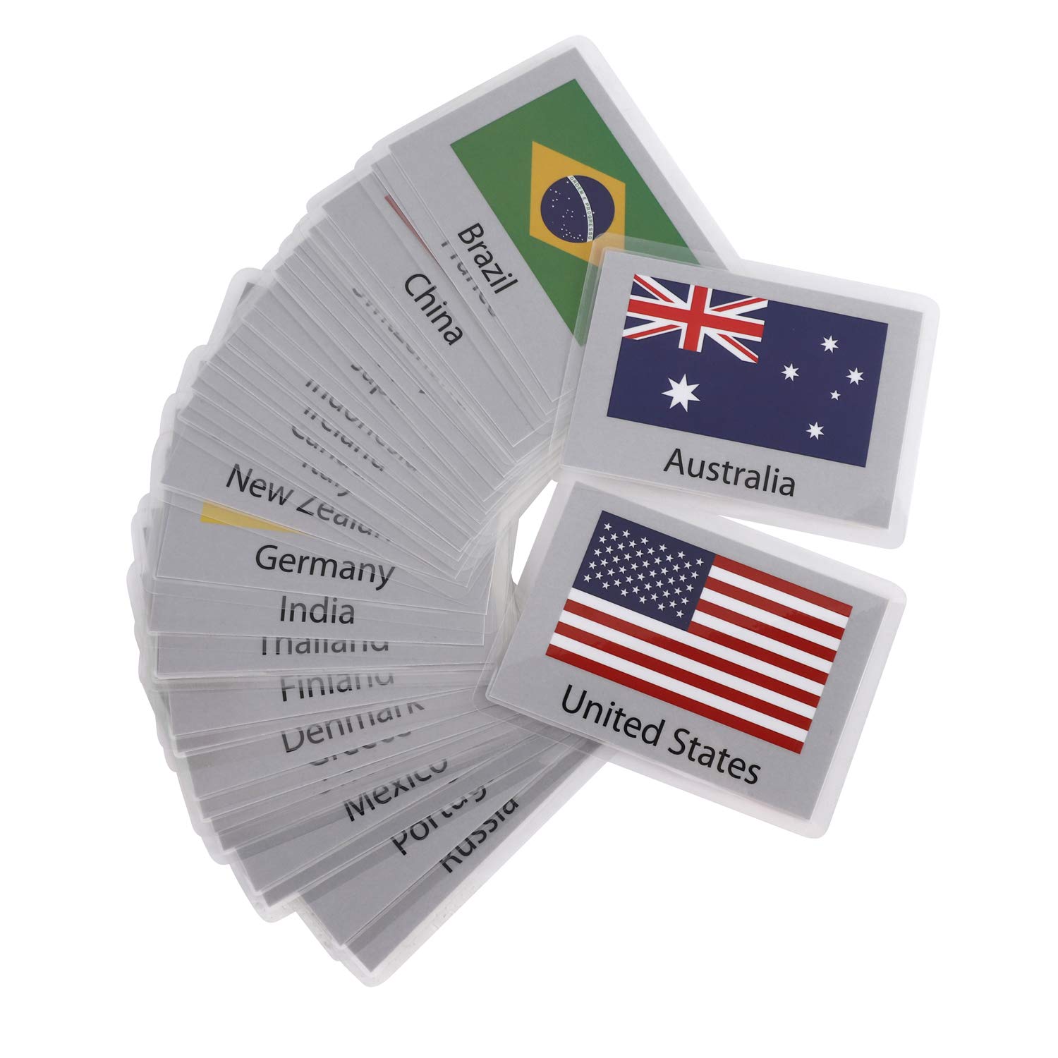 Preschool Flash Cards Set 24pcs/32pcs Animals & Transportation & National Flags Waterproof Learning Cognitive Early Educational Learning Cards