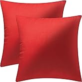 Bunliuys 2 Pack 18x18 Pillow Cover Velvet Pillow Covers, Square Throw Pillow Covers for Living Room Decorations Throw Pillow Case, Throw Pillow Cover Cushion Cover for Sofa Bedroom Car, Red Velvet