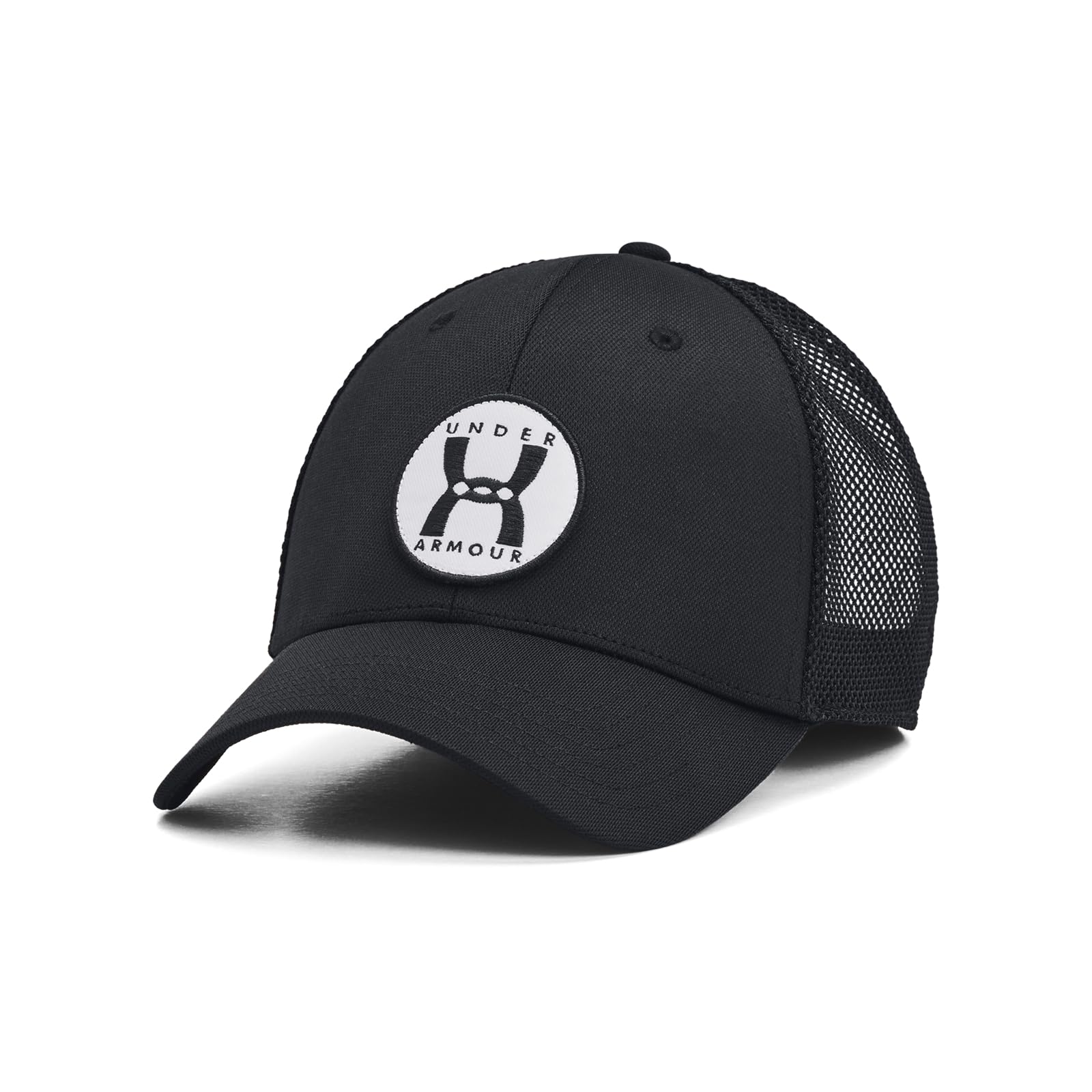 Under Armour Men's Sportswear Trucker, Super-Soft and Comfortable Men's Cap for Sports and Training, Trucker Hat to Keep Head Cool and Dry,Black/Black/White,OSFM