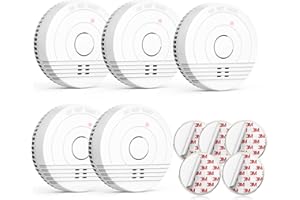 Jemay Smoke Detector Fire Alarm Battery Powered, Smoke Alarm with Advanced Photoelectric Technology, Smoke Detectors with LED Indicator & Silence Button. Fire Safety for Home and Bedroom, 5 Pack
