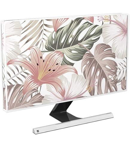 Baocicco Bohemian Floral Monitor Dust Covers 22, 23, 24, 25 Inch Artistical Boho Botanical Decorative Water Proof Computer Covers For Desktop Pc Protector Full Body Cover For Computer Screen