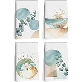 4 Pcs Boho Kitchen Towels, Home Decor Soft Absorbent Boho Hand Towel, Microfiber Dish Cloths for Drying Dishes, Waffle Dish Towels for Kitchen Bathroom, Housewarming Gifts for Women