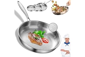 Titanium Pan, 2026 Upgrade Titanium Frying Pan with Lid, Scratch-Resistant, Handmade Titaniums Hammered Pans for Cooking, Ind