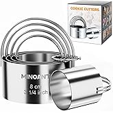Round Cookie Cutters with Handle - Donut Hole Cookie Biscuit Cutter Set(5 Pieces/Set), Stainless Steel Circle Cutters Donut Cutter Mold Tool with Ring for Baking, Biscuits, Cakes, Sandwiches