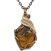 Designs by Nature Gems Handmade Women’s Tiger's Eye Necklace 24 Inch Chain Antique Bronze, June Birthstone
