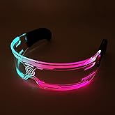XGOOD LED Glasses w/Bilateral 7 Colors & 4 Modes Futuristic Neon Sunglasses Cyberpunk Glasses for Rave Parties and Cosplay