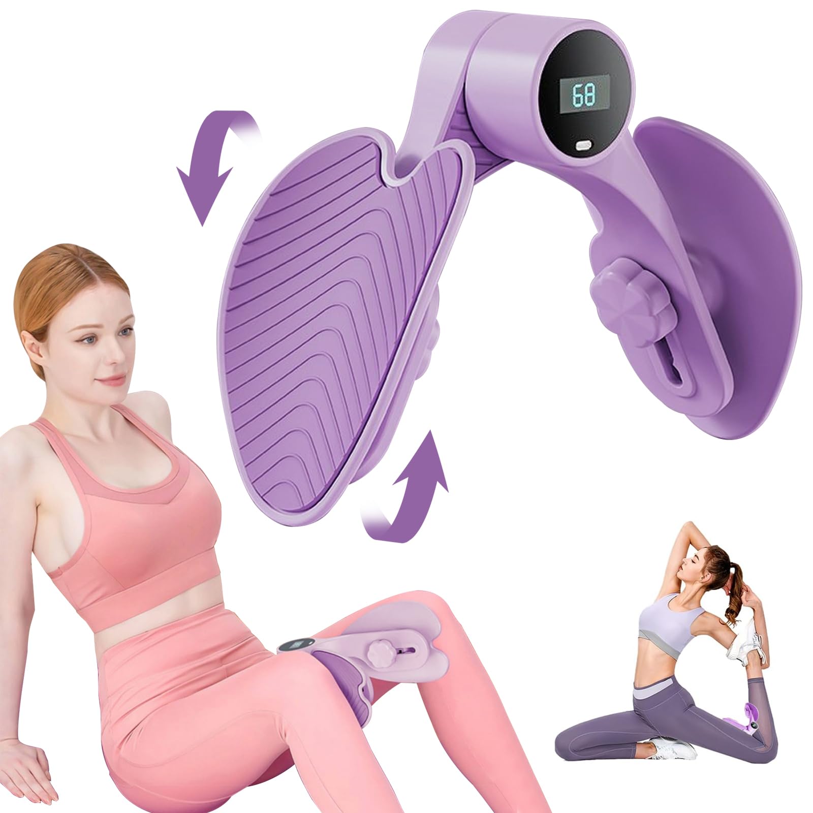 MeYuxg Pelvic Floor Trainer Women's Thigh Trainer - Pelvic Floor Trainer for Women with Counter, Adjustable Resistance, Sports Equipment for Hips, Legs, Arms (Purple)