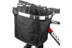 GLE2016 Bike Basket, Foldable Small Pet Cat Dog Carrier Front Removable Bicycle Handlebar Basket Quick Release Easy Install D