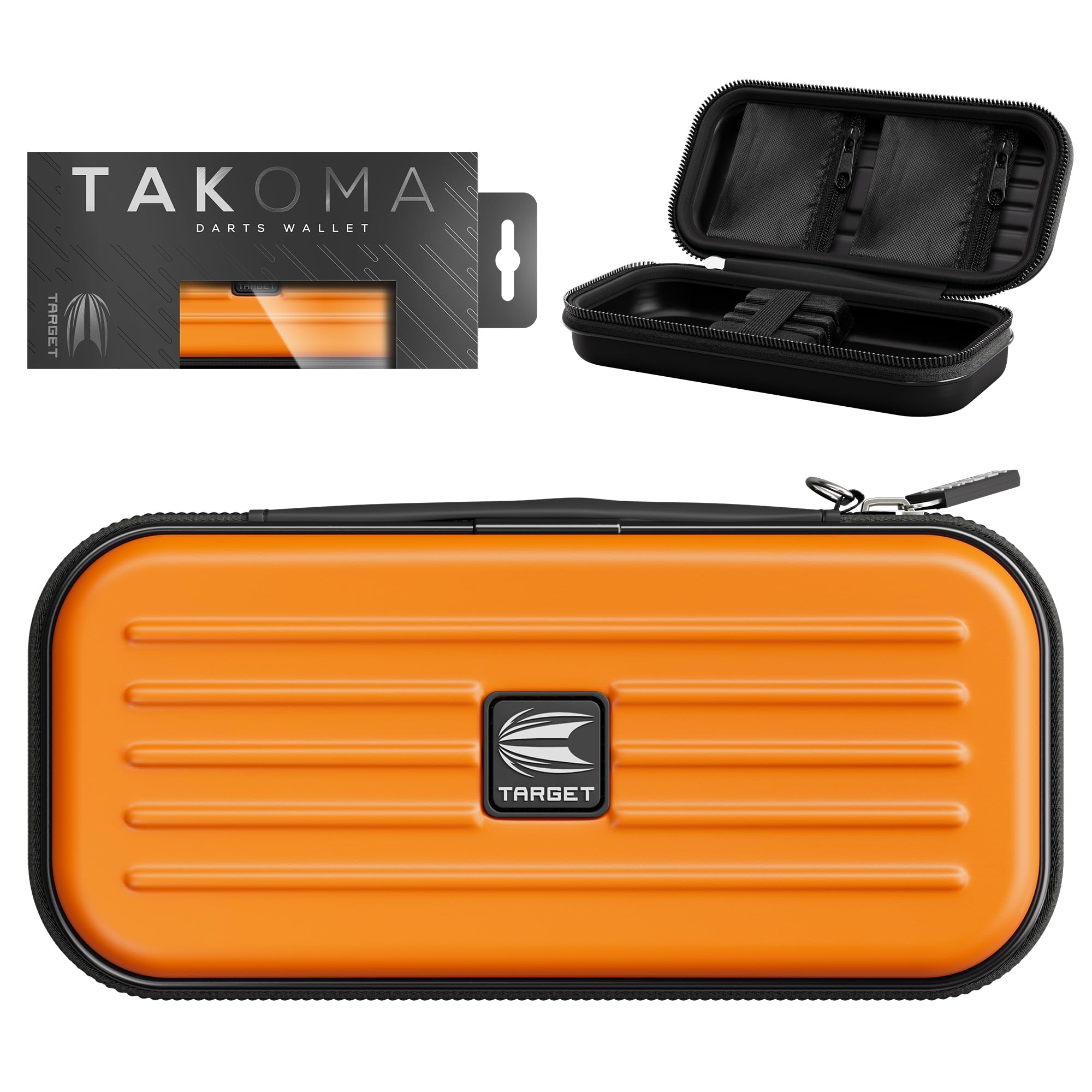 Target Darts Takoma Dart Case Wallet, Regular Size, Orange | Store 3 Fully Assembled Darts & Accessories | Dart Holder with Zip Lock Pouches, Store Flights, Shafts & Swiss Points