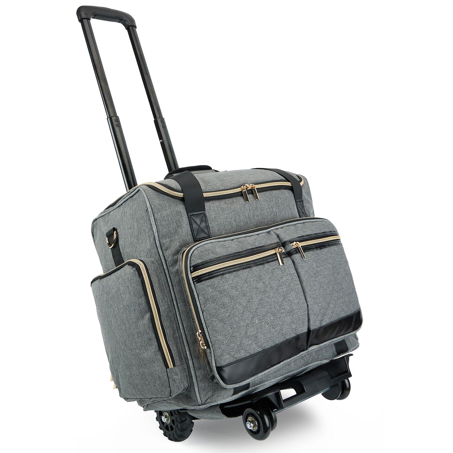 Photo 1 of Arxus Rolling Teacher Bag with 4 Wheels, Art Tote Bag for Women with Detachable Dolly, Heavy Duty Briefcase with Padded Sleeves for 15.6” Laptop Grey