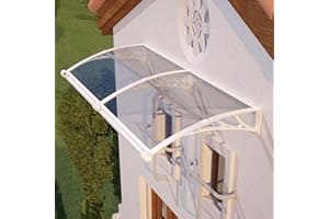 DAWNINGHOMM Awning for Door Entrance with Drainage, 32x60 Inch Awnings for Doors Exterior, Polycarbonate Cover with Plastic Steel Bracket, UV Rain Snow Protection Window Awnings Exterior for House, Porch, Patio