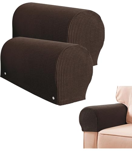 KPPKOU Lot de 2 housses d'accoudoirs résistantes à l'eau pour chaises et canapés avec 3 poches pour téléphone, protège-bras de canapé lavable pour animaux de compagnie, chats (noir