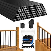Hypergiant 120 Pack 26" Deck Balusters, Square Aluminum Deck Balusters Black Metal Deck Spindles, Flat &amp; Adjustable Angle Connectors for Level and Stair Railing, Wood Composite Deck