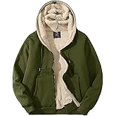 Flygo Men's Sherpa Hoodie Jacket Fleece Lined Zip Up Warm Hoodies Sweatshirt Winter Zipper Sweater Hooded Coat