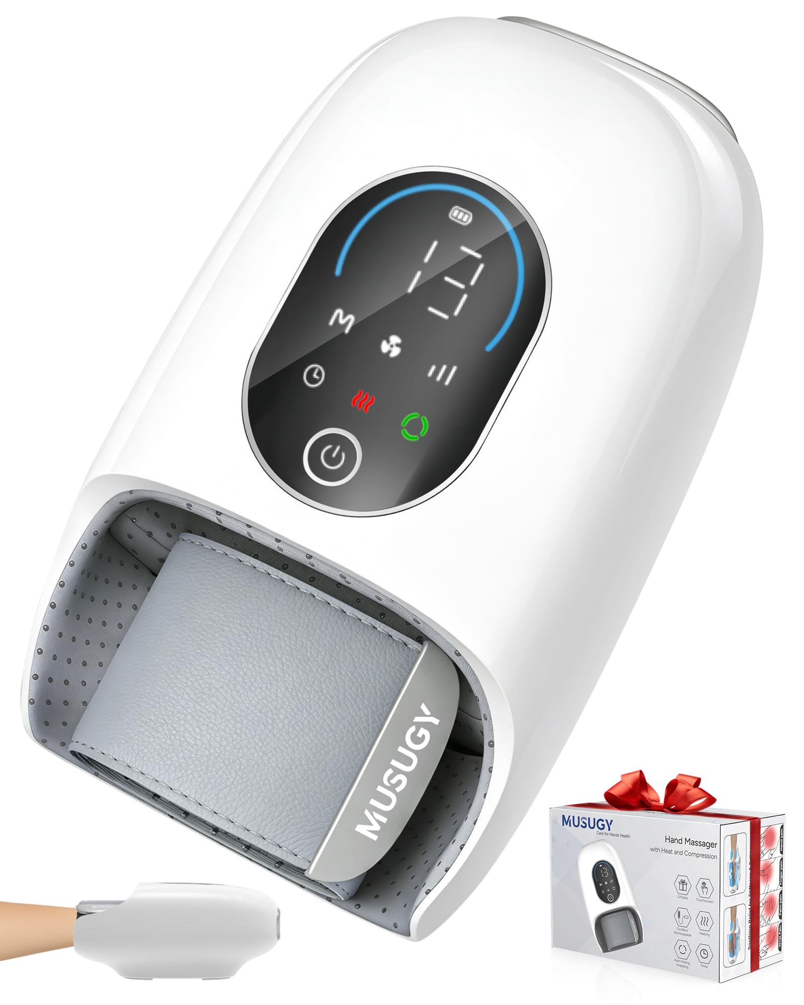 Photo 1 of **PARTS ONLY**Musugy Hand Massager with Heat and Compression : Full-Hand and Wrist Coverage with Touchscreen & Palm Roller – Designed for Daily Comfort at Home, Office, or Travel