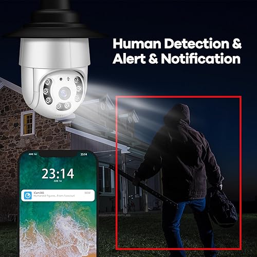 OJR 2K HD Light Bulb Security Camera Waterproof, Wireless WiFi  Security Cam with Color Night Vision, H