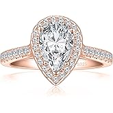 JALOKIVI 925 Sterling Silver Engagement Rings for Women Pear Cut Cubic Zirconia Wedding Promise Rings for Her Size 4-12.5