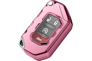Tukellen for Jeep Key Fob Cover Premium Soft Full Protection Key Shell Key Case Compatible with Jeep 2020 2021 Gladiator JT Sahara JLU 2018-2021 Jeep Wrangler JL JLU Rubicon(Pink)