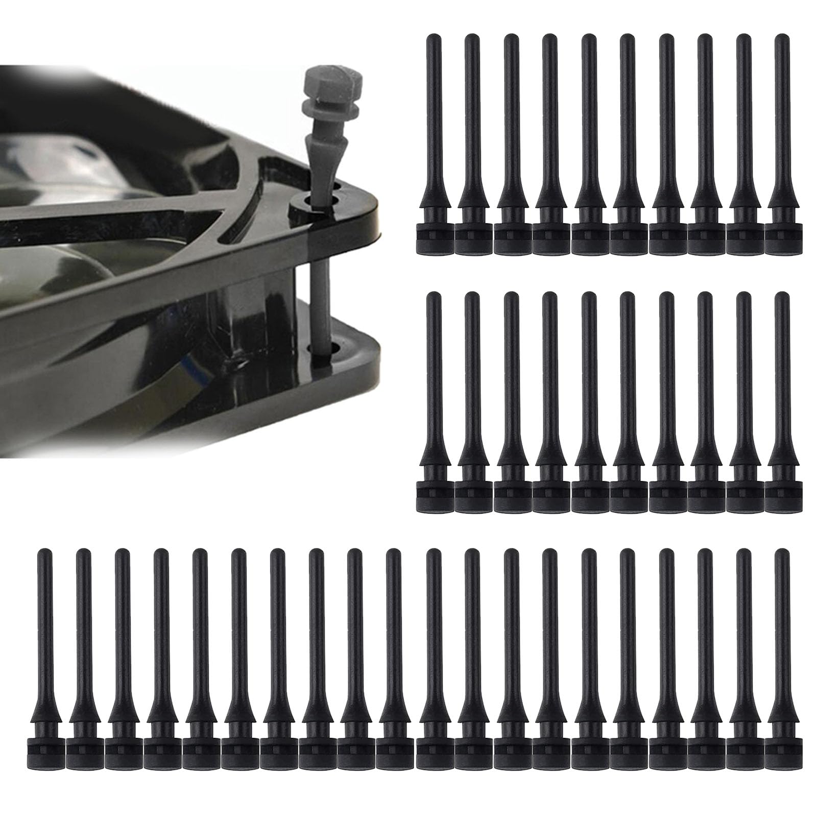 QEEROYO Rubber Fan Brackets, 40 Pieces Silicone Rubber Pins, Anti Vibration Mounts for Desktop Fans