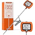 Digital Candy Thermometer with Pot Clip, Instant Read Kitchen Thermometer for Cooking, Baking, and Candy Making – 10" Stainless Steel Probe, LCD Display, Essential Baking Tool (Orange)